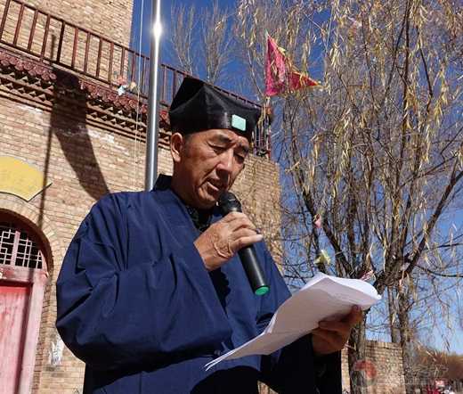 陕西榆阳西大龙王庙举行升国旗仪式暨“四进”道观活动